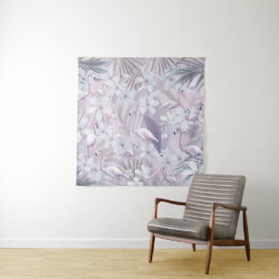 Pastel Flamingo Jungle Liebe 4 #art #tropical Wandteppich