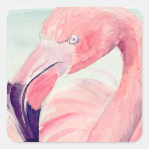 Pastel Flamingo Quadratischer Aufkleber