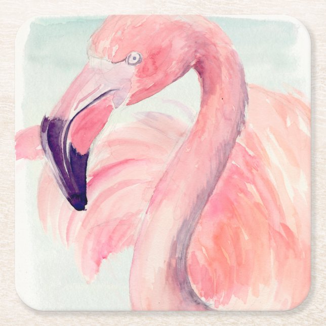 Pastel Flamingo Rechteckiger Pappuntersetzer (Vorderseite)