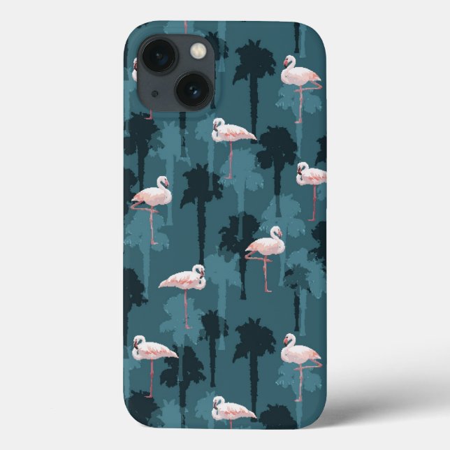 Pastel Flamingos auf Aquamarin Case-Mate iPhone Hülle (Rückseite)