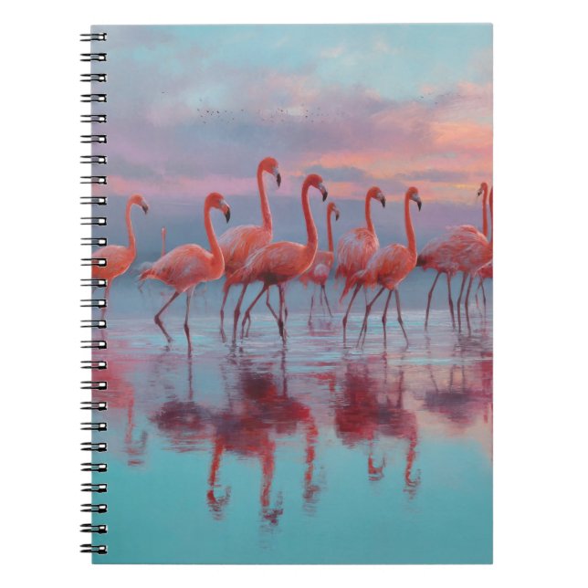 Pastel Flamingos Sunset Water Reflection Notizblock (Vorderseite)