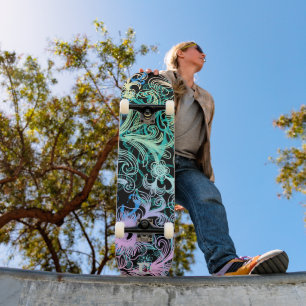 Pastel Floral auf Black Dd Brand Skateboard