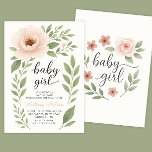 Pastel Floral Baby Dusche Rosa Baby Girl Einladung