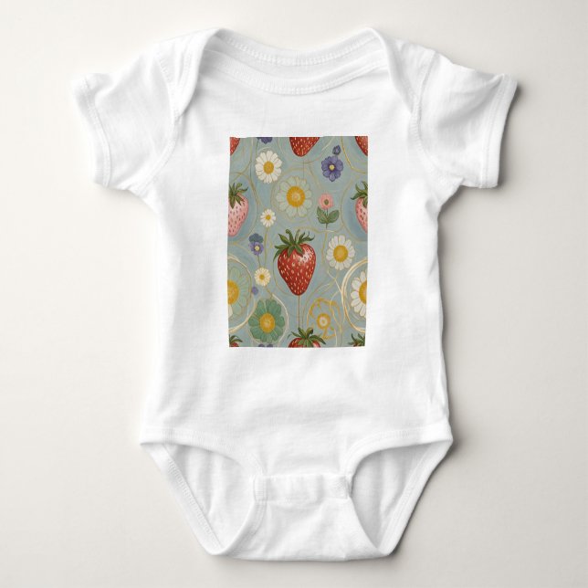 Pastel Floral & Berry Delight Baby Strampler (Vorderseite)