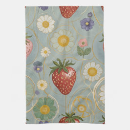 Pastel Floral & Berry Delight Geschirrtuch