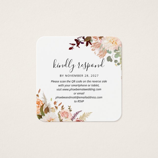 Pastel Floral Bloom QR Code Wedding Website UAWG (Vorderseite)