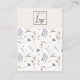 Pastel Floral Blue Rust Logo Necklace Band Holder Visitenkarte