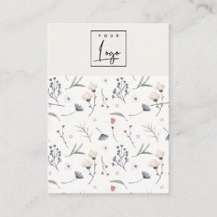 Pastel Floral Blue Rust Logo Necklace Band Holder Visitenkarte