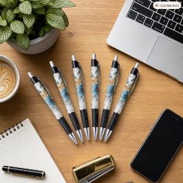 Pastel Floral Blue Yellow Zuhause Office Writing Kugelschreiber