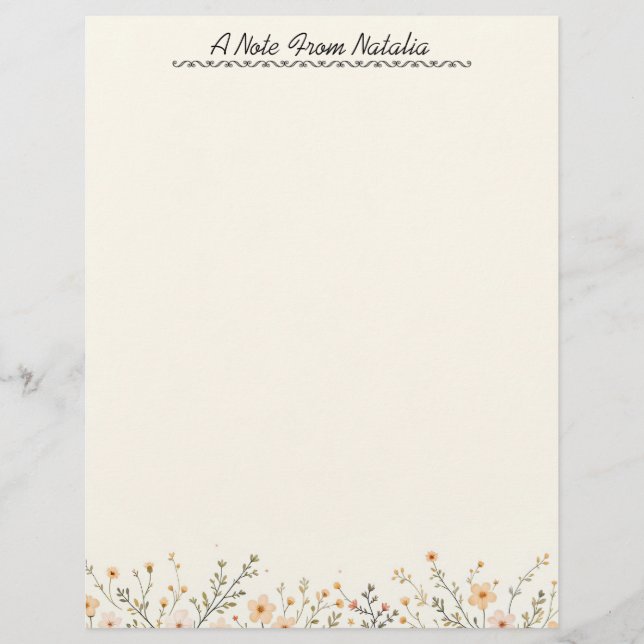 Pastel Floral Border Briefbogen (Vorderseite)
