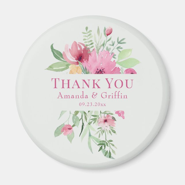 Pastel Floral Bouquet "Danke" Magnet (Vorne)
