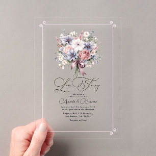 Pastel Floral Bouquet Romantische Liebe Extravagan Acryleinladungen
