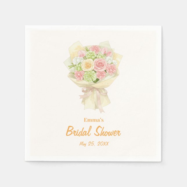 Pastel Floral Bridal Shower bouquet  Serviette (Vorderseite)
