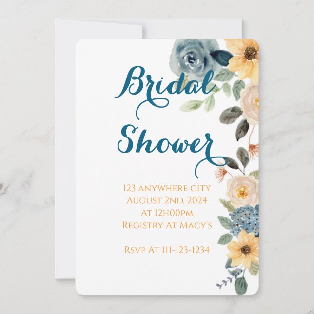 PASTEL FLORAL BRIDAL SHOWER INVITATION EINLADUNG (Vorderseite)