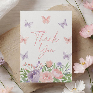 Pastel Floral Butterfly Babydusche Dankeskarte