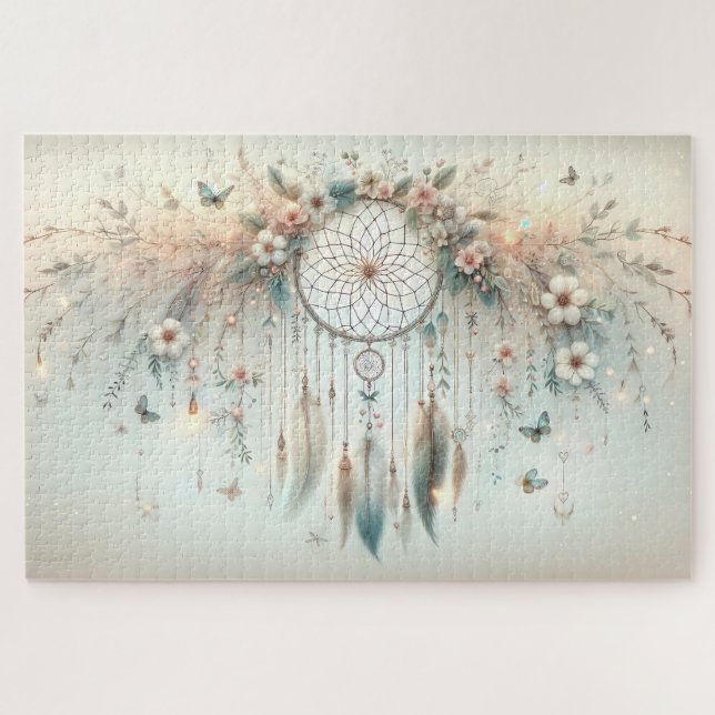 Pastel Floral Butterfly Dreamcatcher Puzzle (Horizontal)