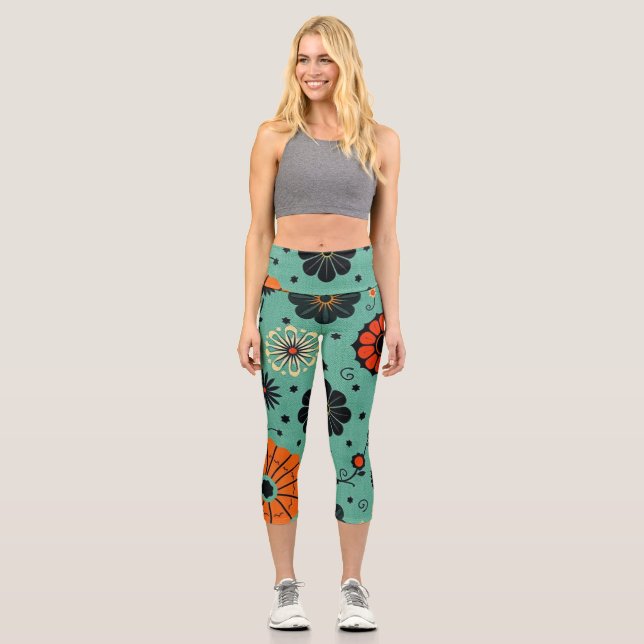 Pastel Floral Capri Leggings (Vorderseite)
