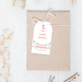 Pastel Floral Christmas Tree Grüße Moderne Geschenkanhänger