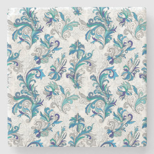 Pastel Floral Doodle Vintages Muster. Steinuntersetzer