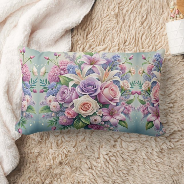 Pastel Floral Elegance Throw Kissen Abdeckung (Decke)