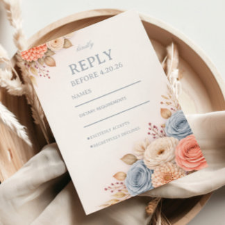 Pastel Floral Elegant Response RSVP Karte