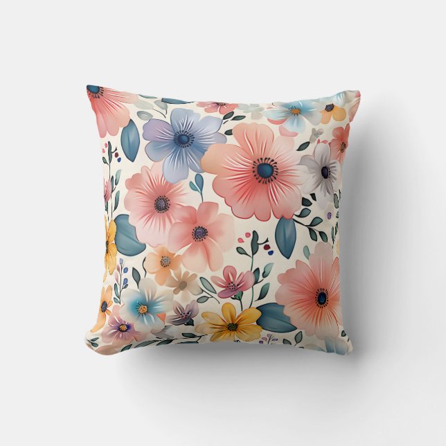 Pastel Floral Fantasy Kissen (Vorderseite)