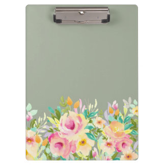 Pastel Floral Florist Stylist Business Clipboard Klemmbrett