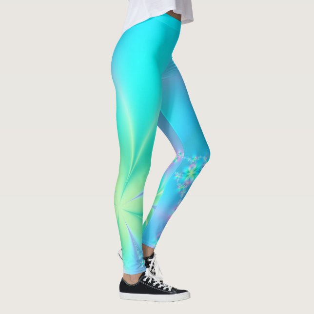 Pastel Floral Fraktal Leggings (Rechts)