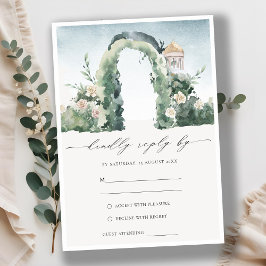 Pastel Floral Garden Arch Botanische Hochzeit RSVP Begleitkarte
