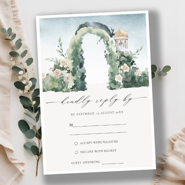 Pastel Floral Garden Arch Botanische Hochzeit RSVP Begleitkarte (Von Creator hochgeladen)