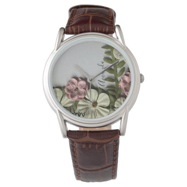 Pastel Floral Garden Armbanduhr (Vorderseite)