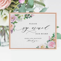Pastel Floral Gäste "Sign Around" Tafel Unterschre