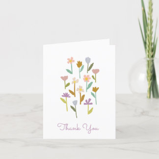 Pastel Floral Illustriert Boho Danke Karten