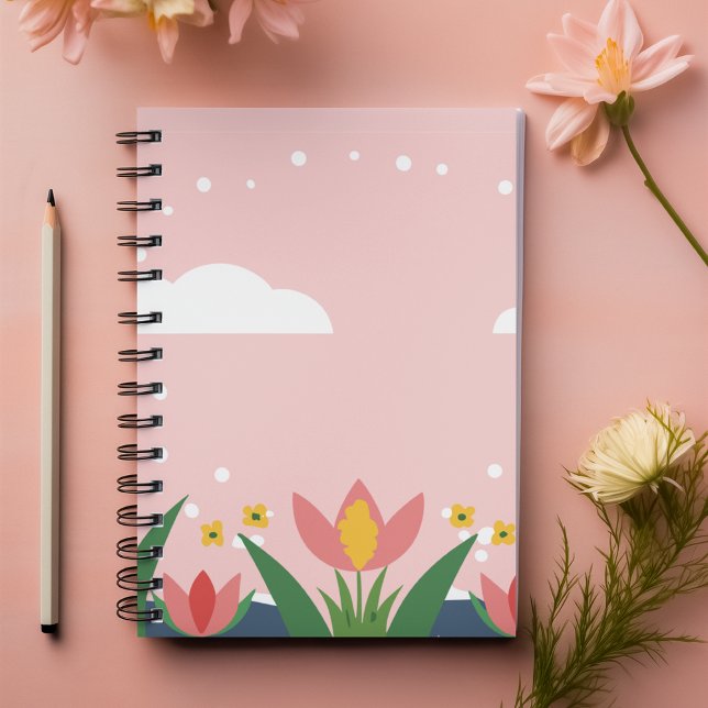 Pastel Floral in hellrosa, anpassbarer Name Notizbuch (Pastel Floral in light pink customizable name Notebook)