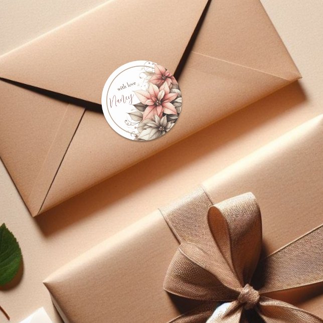 Pastel Floral individuell anpassbar Runder Aufkleber (Von Creator hochgeladen)