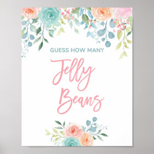 Pastel Floral Jelly Bean Guessing Game Sign 8x10 Poster