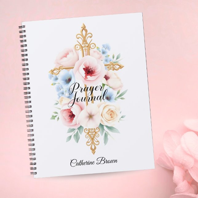 Pastel Floral katholische Kreuzgebet-Journal Notizblock (Pastel Floral Catholic Cross Faith Prayer Journal)