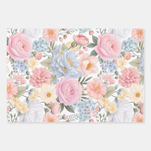 Pastel Floral Medley Blume Muster Geschenkpapier Set