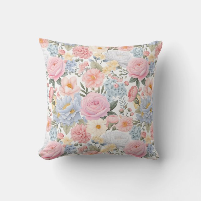 Pastel Floral Medley Blume Muster Kissen (Vorderseite)