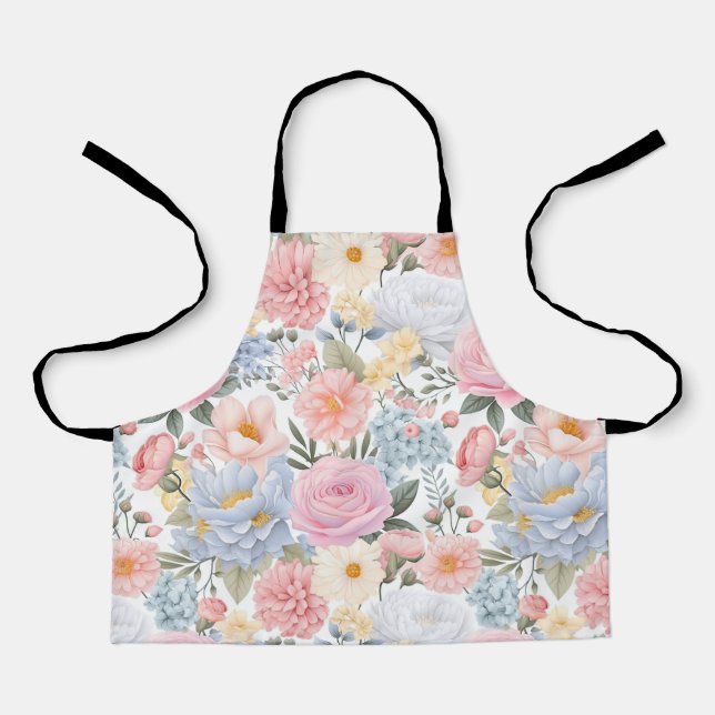 Pastel Floral Medley Blume Muster Schürze (Vorderseite)
