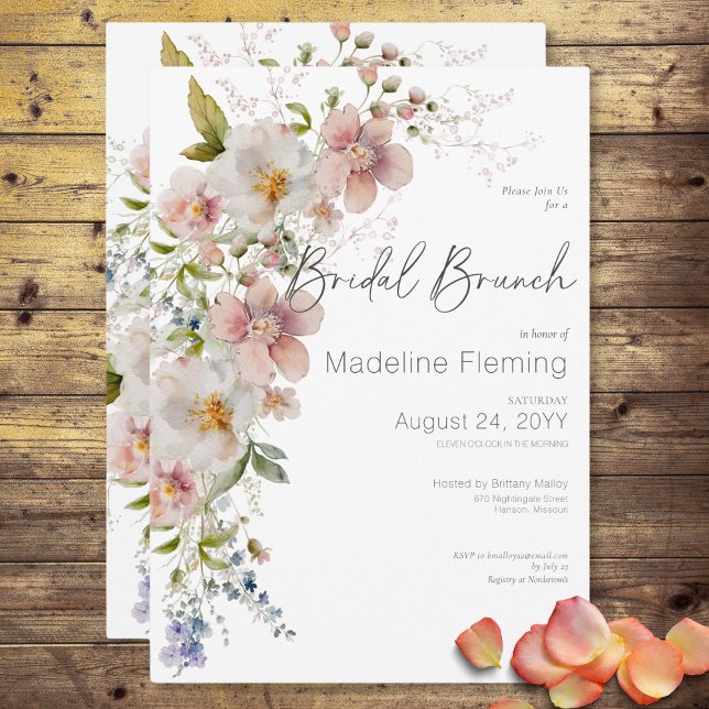 Pastel Floral Modern Bridal Brunch Einladung (Pastel Floral Modern Bridal Brunch Invitation)