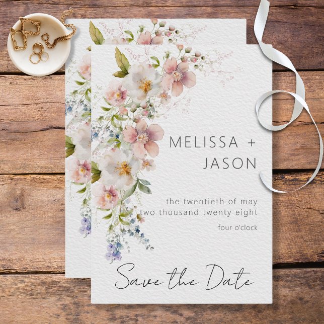 Pastel Floral Moderne Hochzeit Save The Date (Von Creator hochgeladen)