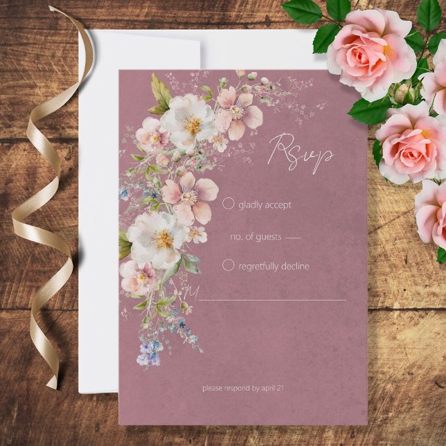 Pastel Floral Moderne rosa Hochzeit RSVP Karte (Von Creator hochgeladen)