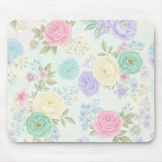 Pastel Floral Mouse Pad Mousepad (Vorne)