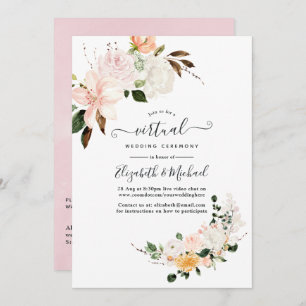 Pastel Floral Online Virtual Wedding Einladung