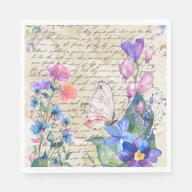 Pastel Floral Paper Napkin Serviette (Vorderseite)