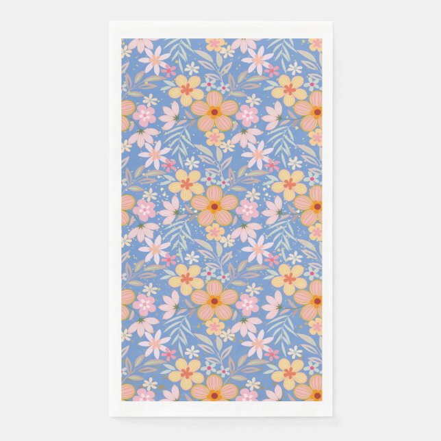 Pastel Floral pattern C01 Lblue BG Serviette (Vorderseite)