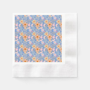 Pastel Floral pattern C01 Lblue BG Serviette