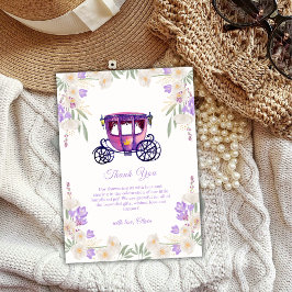 Pastel Floral Princess Carriage Girl Baby Shower  Dankeskarte