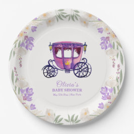 Pastel Floral Princess Carriage Girl Baby Shower  Pappteller
